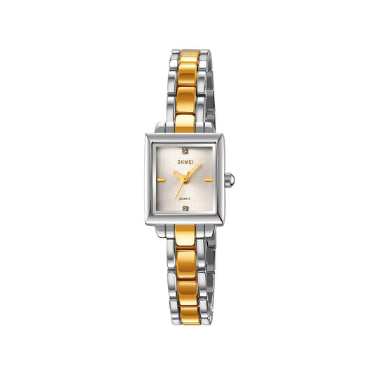 SKMEI 2315 Vintage Stainless Steel Ladies Watch-Silver Gold