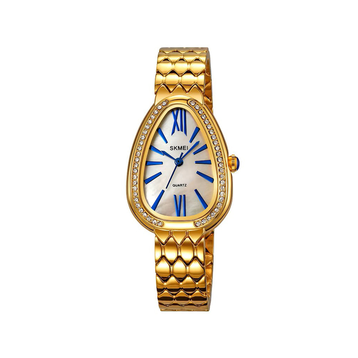 SKMEI 2331 Rhinestone Stainless Steel Quartz Ladies Watch-Gold