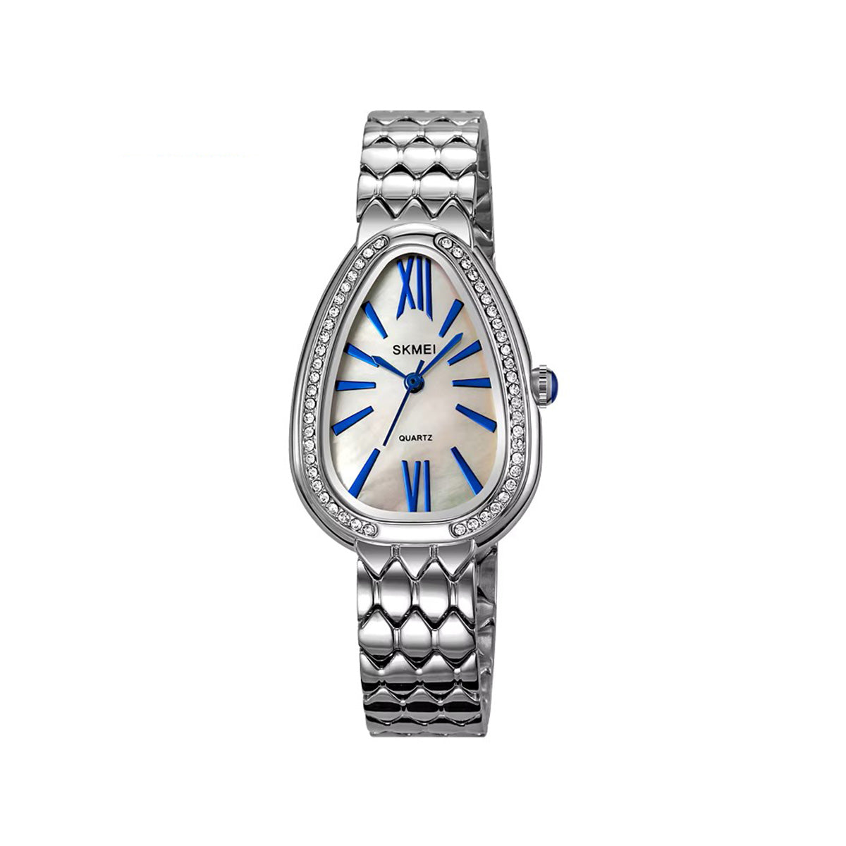SKMEI 2331 Rhinestone Stainless Steel Quartz Ladies Watch-Silver