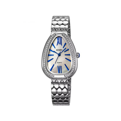 SKMEI 2331 Rhinestone Stainless Steel Quartz Ladies Watch-Silver