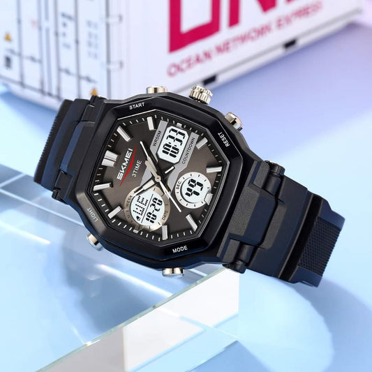 SKMEI 2389 Dual Time Fashion Digital Men's Watch-Black
