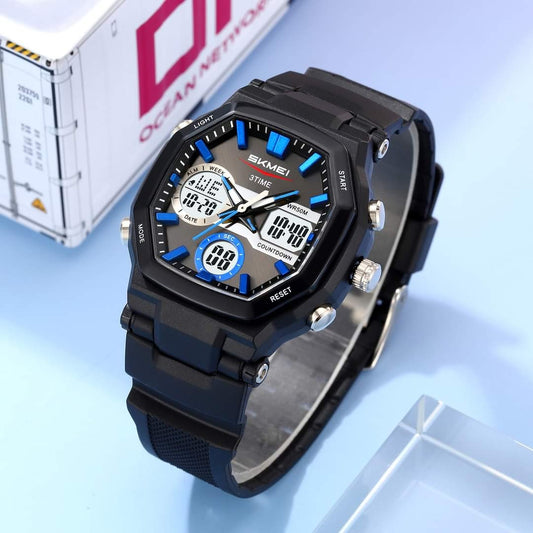 SKMEI 2389 Dual Time Fashion Digital Men's Watch-Blue