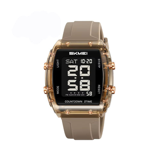 SKMEI 2409 Waterproof Digital Silicone Belt Men's Watch-Khaki