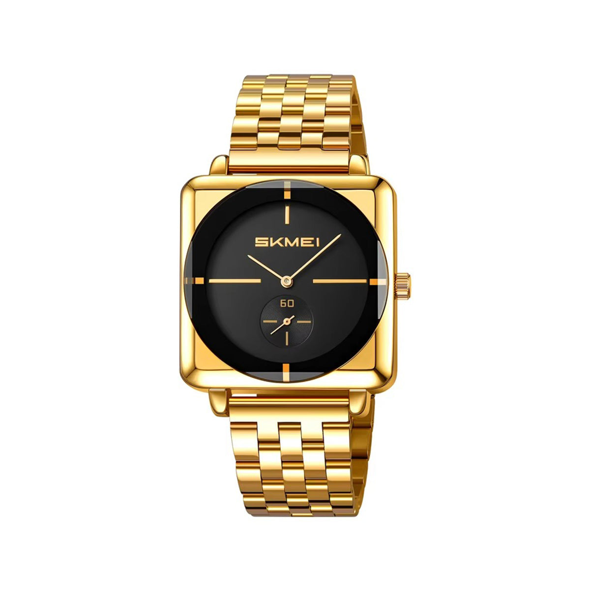 SKMEI 2413 Luxury Stainless Steel Quartz Men's Watch-Gold Black