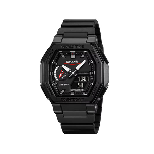 SKMEI 2438 World Time Multi-Functional Sports Men's Watch-Black