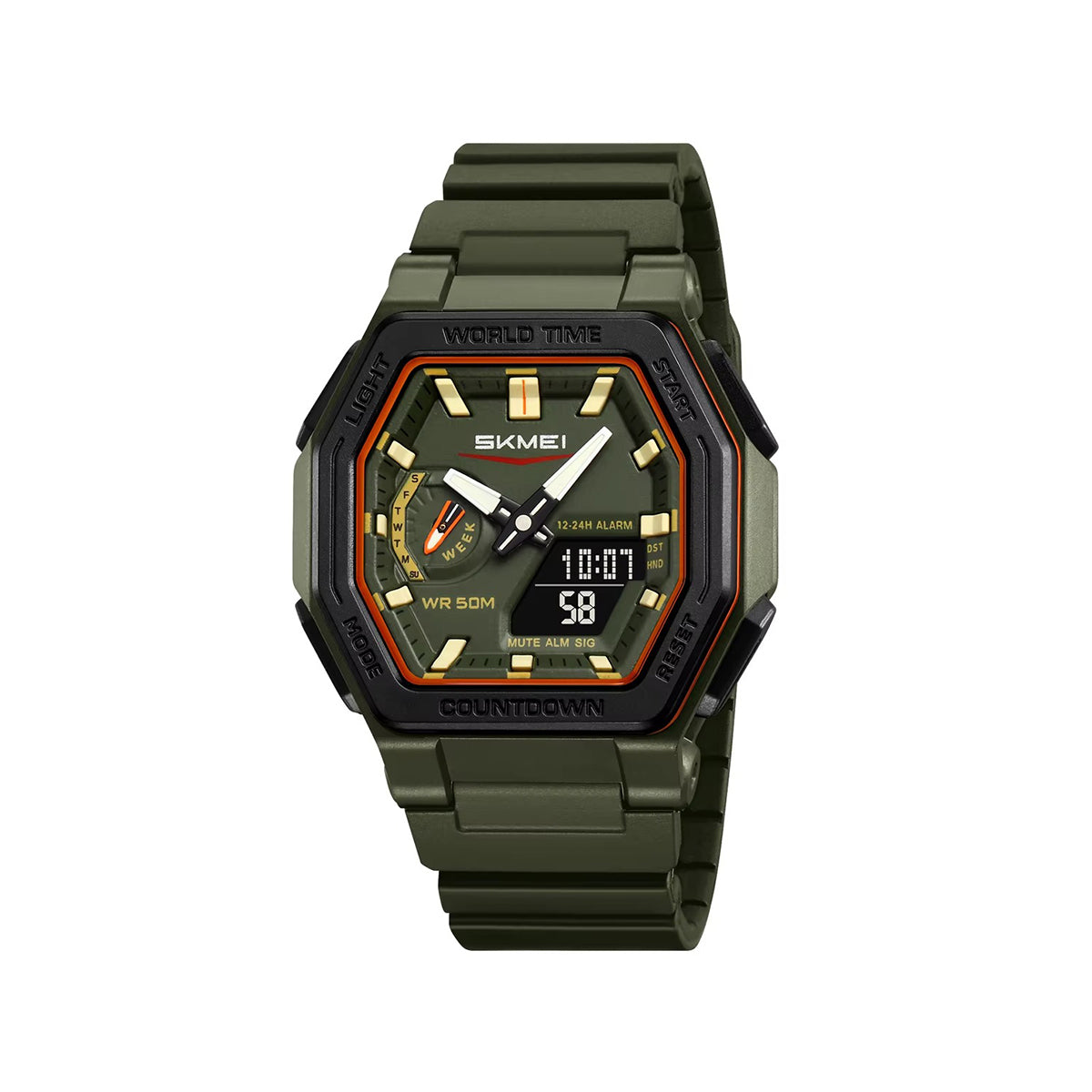 SKMEI 2438 World Time Multi-Functional Sports Men's Watch-Green
