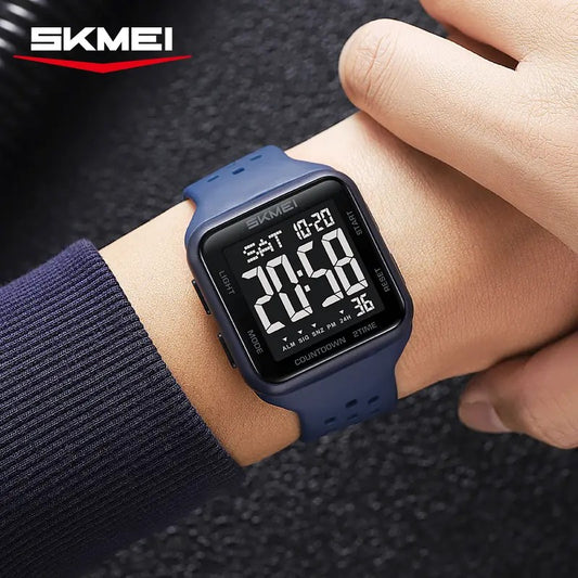 SKMEI 2440 New Digital Silicone Strap Waterproof Men's Watch-Blue