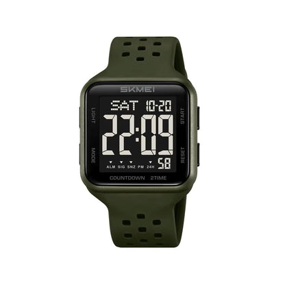 SKMEI 2440 New Digital Silicone Strap Waterproof Men's Watch-Green