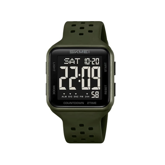 SKMEI 2440 New Digital Silicone Strap Waterproof Men's Watch-Green