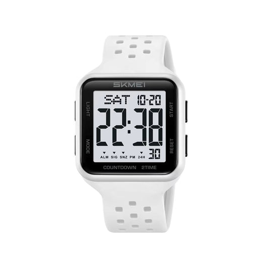 SKMEI 2440 New Digital Silicone Strap Waterproof Men's Watch-White