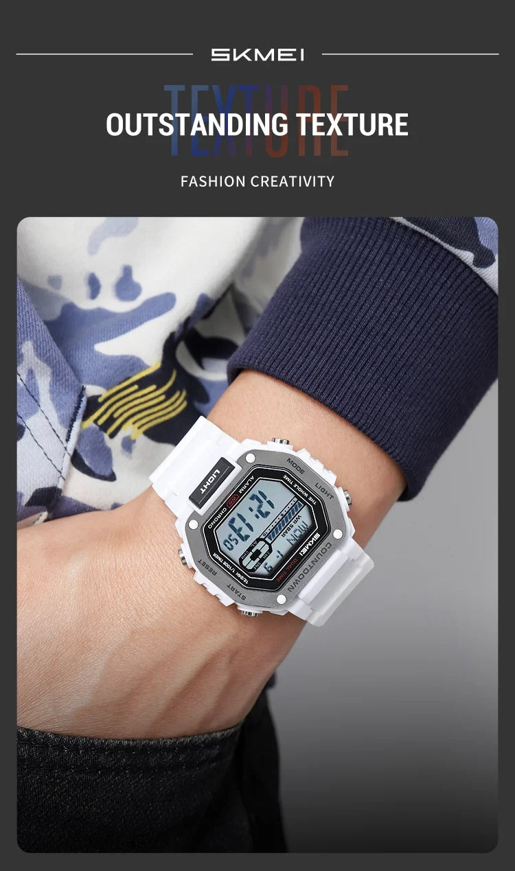 SKMEI 2522 New Electronic Sports Men's Watch-White