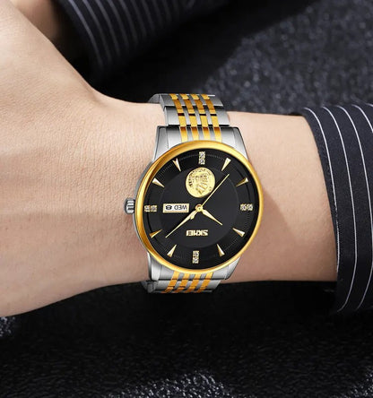 SKMEI 9309 Quartz Stainless Steel Day Date Men's Watch-Black