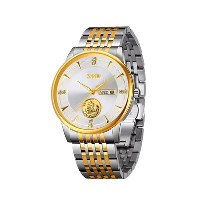 SKMEI 9309 Quartz Stainless Steel Day Date Men's Watch-Silver