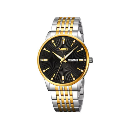 SKMEI 9323 Formal Fashion Steel Strap Men's Watch-Black Gold