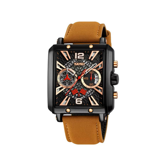 SKMEI 9340 New Luxury Fashion Leather Strap Men's Watch-Brown
