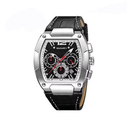 SKMEI 9357 Casual Chronograph Leather Belt Men’s Watch-Black
