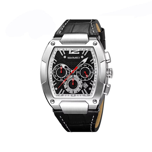 SKMEI 9357 Casual Chronograph Leather Belt Men’s Watch-Black