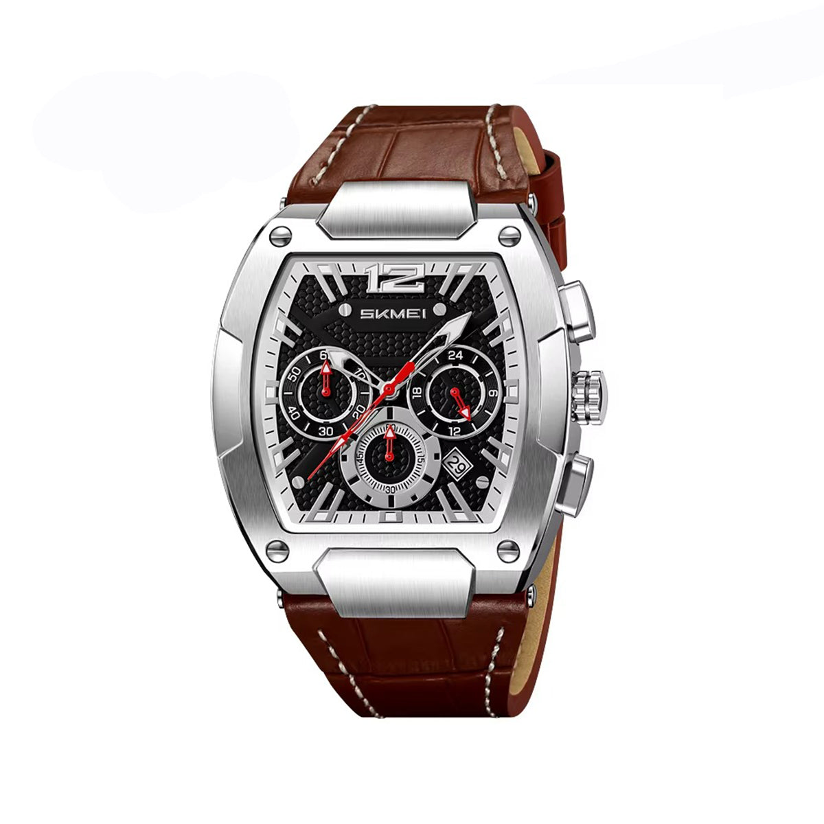 SKMEI 9357 Casual Chronograph Leather Belt Men’s Watch-Brown