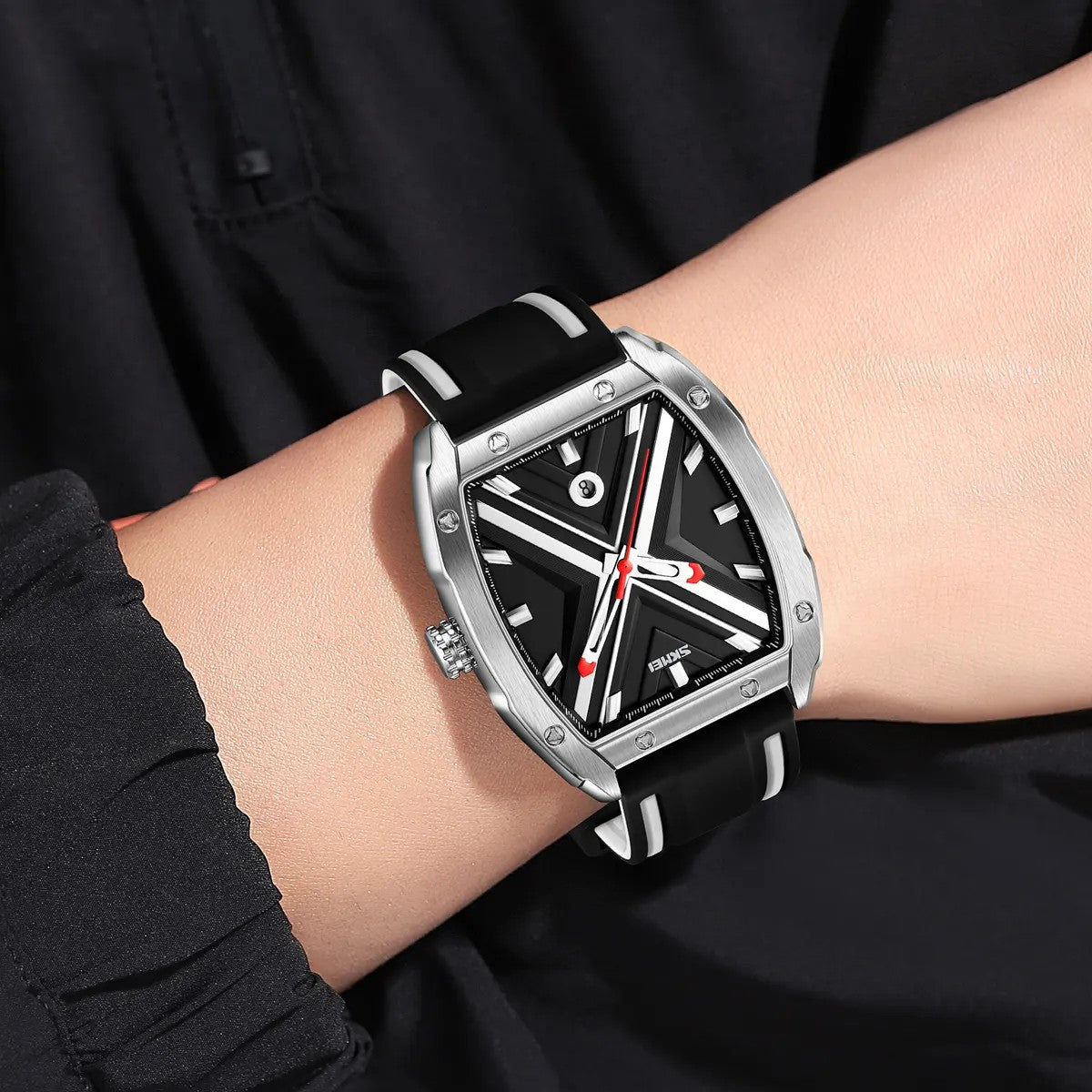 SKMEI 9364 Quartz Waterproof Silicone Strap Date Men's Watch-Black