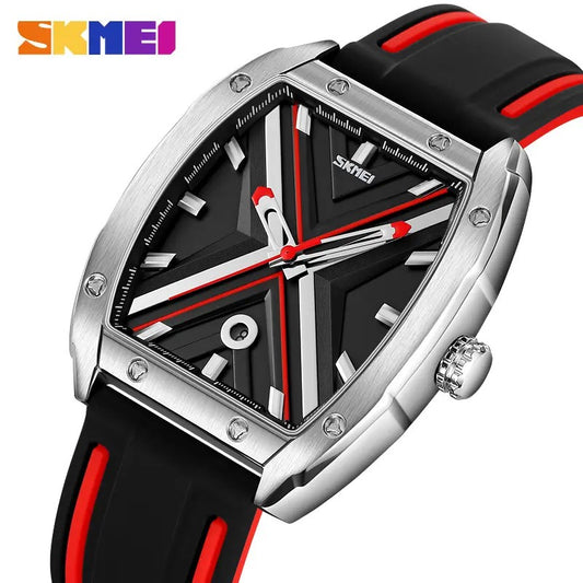 SKMEI 9364 Quartz Waterproof Silicone Strap Date Men's Watch-Red