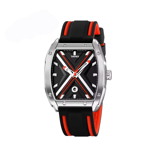 SKMEI 9364 Quartz Waterproof Silicone Strap Date Men's Watch-Red