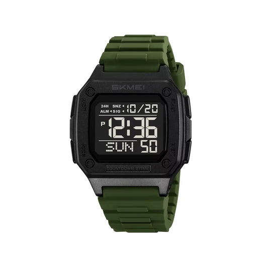 Skmei 2456 Stylish Creative PU Digital Men's Watch-Green