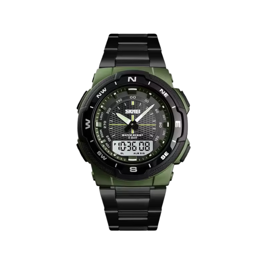 SKMEI 1370 Stainless Steel Chain Wrist Watch for Men - Green