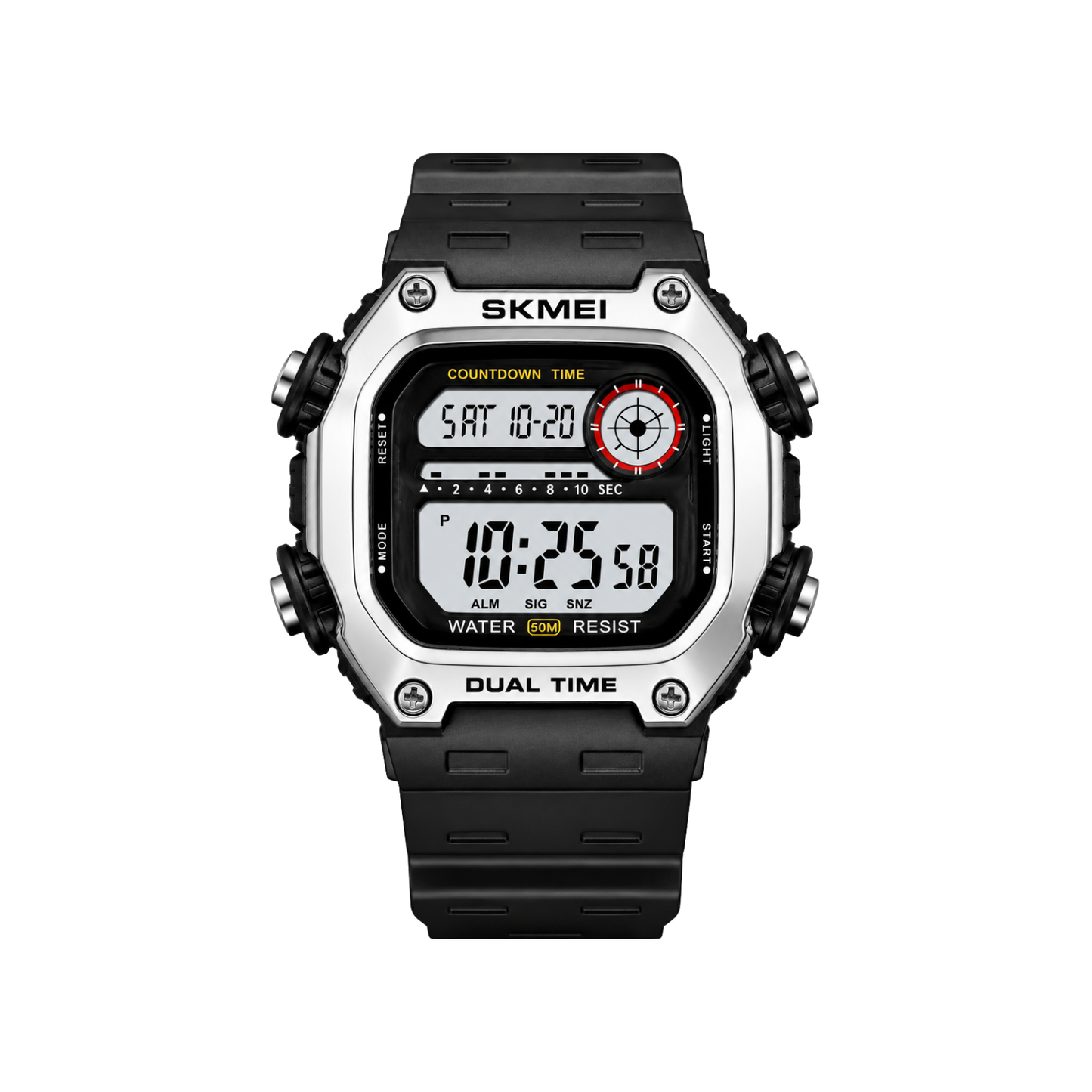 SKMEI 2126 Waterproof Digital Sports Watch for Men - Silver Black