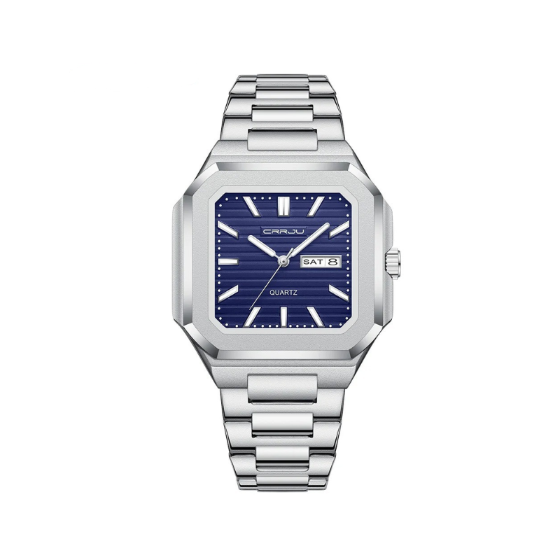 CRRJU 5038 Men's Luxury Slim Quartz Watch - Blue Silver