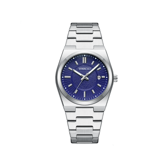 CRRJU 5037 Men's Minimalist Quartz Watch - Blue Silver