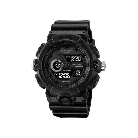 SKMEI 2225 Dual Display LED 50M Waterproof Sports Digital Quartz Watch for Men’s-Black
