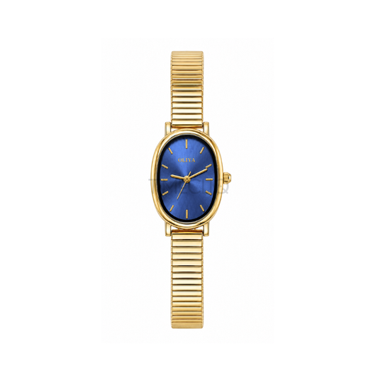 OLIYA 2015 Vintage Oval Watch Golden Chain Edition-Blue Dial