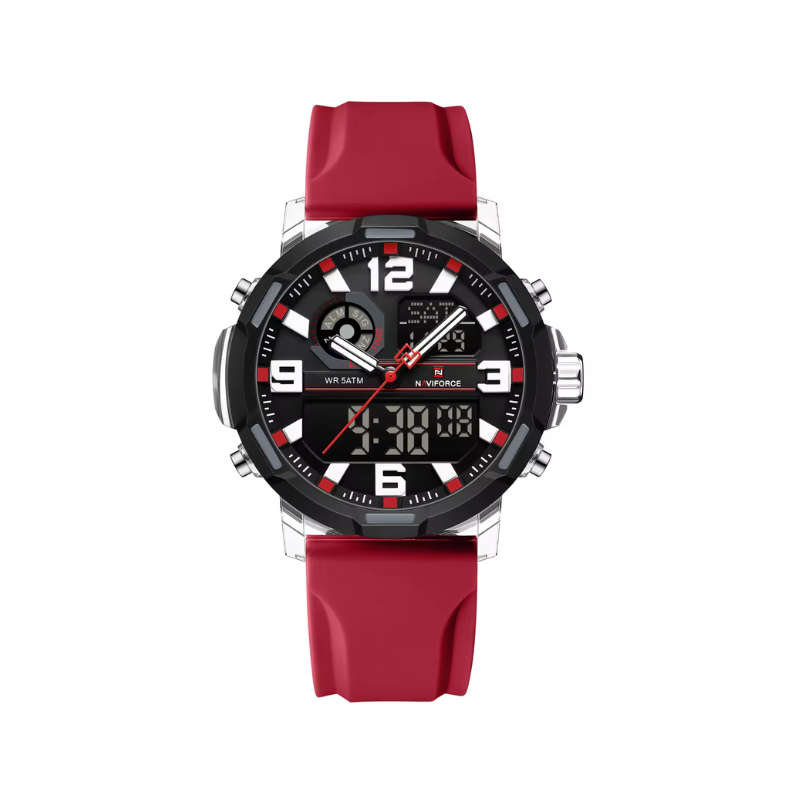 NAVIFORCE NF7130 Dual Display Men’s Sports Watch- Red
