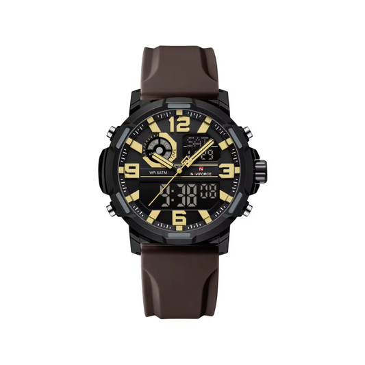 NAVIFORCE NF7130 Dual Display Men’s Sports Watch- Brown