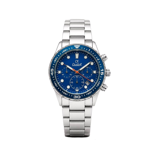 Caslex CX-8246 Chronograph Watch Stainless Steel- Blue Dial