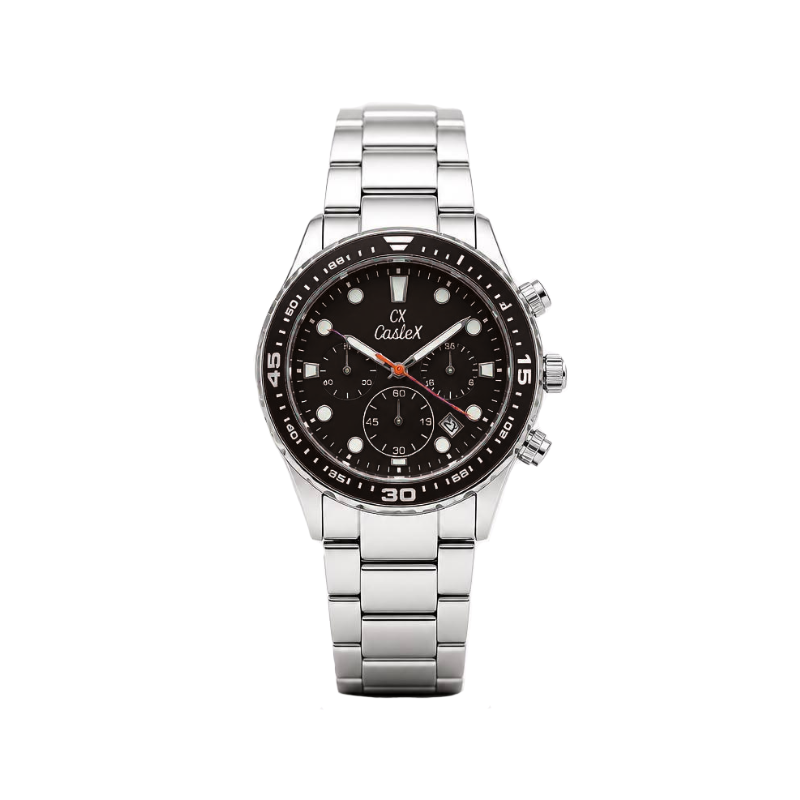 Caslex CX-8246 Chronograph Watch Stainless Steel- Black Dial