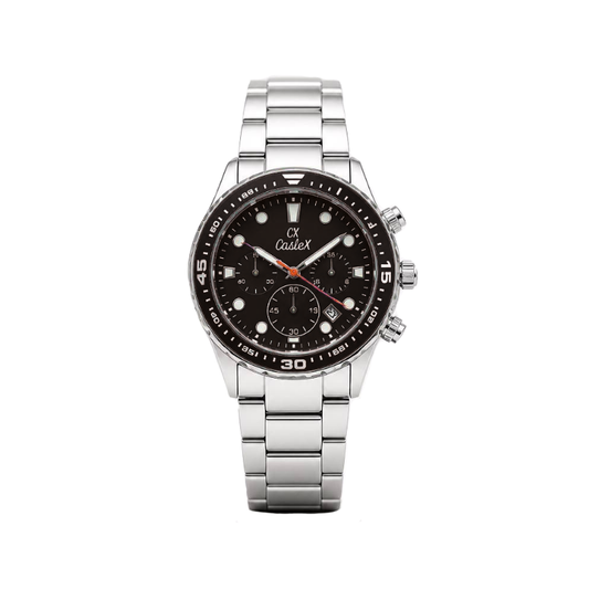 Caslex CX-8246 Chronograph Watch Stainless Steel- Black Dial