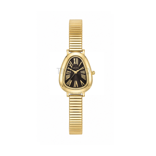 Oliya 2016S Women’s Retro Serpentine Band Gold Watch – Black Dial