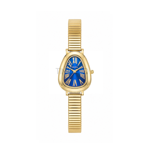 Oliya 2016S Women’s Retro Serpentine Band Gold Watch – Blue Dial