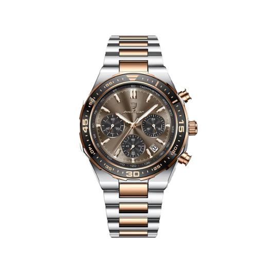 POEDAGAR 697 Men's Quartz Chronograph Watch - Brown