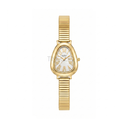 Oliya 2016S Women’s Retro Serpentine Band Gold Watch – White Dial