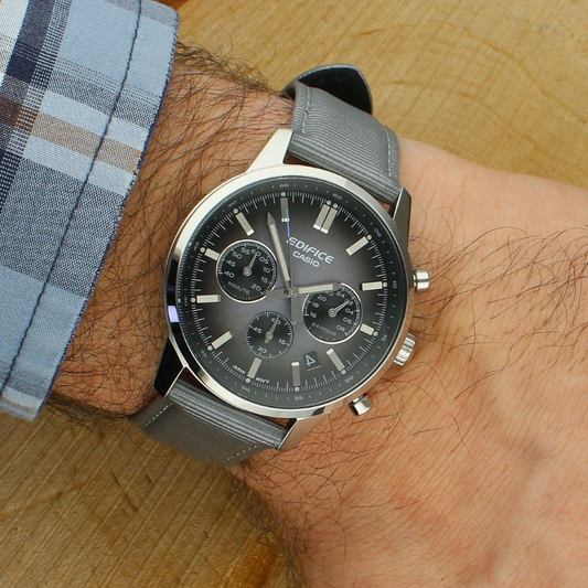 Casio Ediface EFR-575C-8AEF Chrono Leather Canvas Gray
