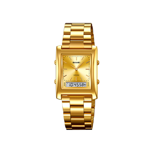 SKMEI 2571 Digital Waterproof LED Display, Alarm, Stopwatch & Backlight Men’s Wrist Watch- Gold