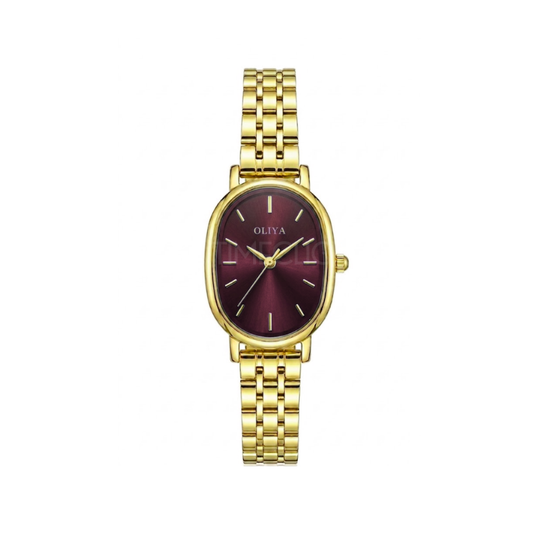 Oliya 2015 Women’s Gold Chain-Maroon Dial