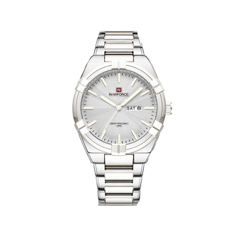 NAVIFORCE 9218 Men’s Stainless Steel Quartz Watch- White Dial
