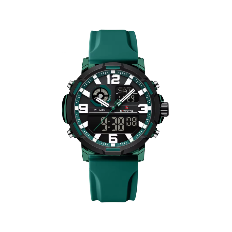 NAVIFORCE NF7130 Dual Display Men’s Sports Watch- Teal Green