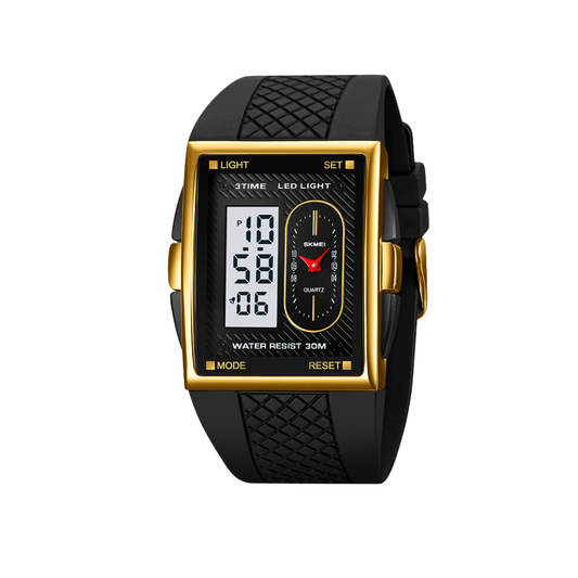 Skmei 2213 Waterproof Digital Analog Dual Time Sport Watch For Men - Gold