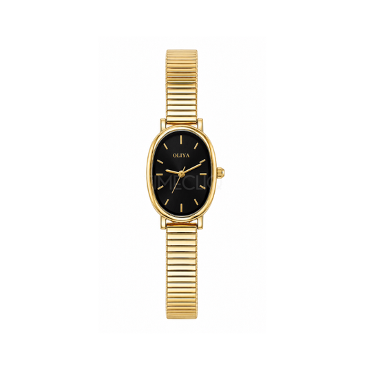 OLIYA 2015 Vintage Oval Watch Golden Chain Edition-Black Dial