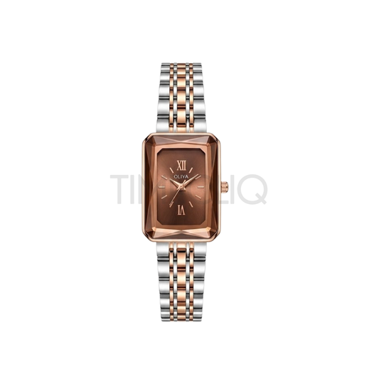 Oliya 6881 Luxury Two Toned Watch Brown Square Dial