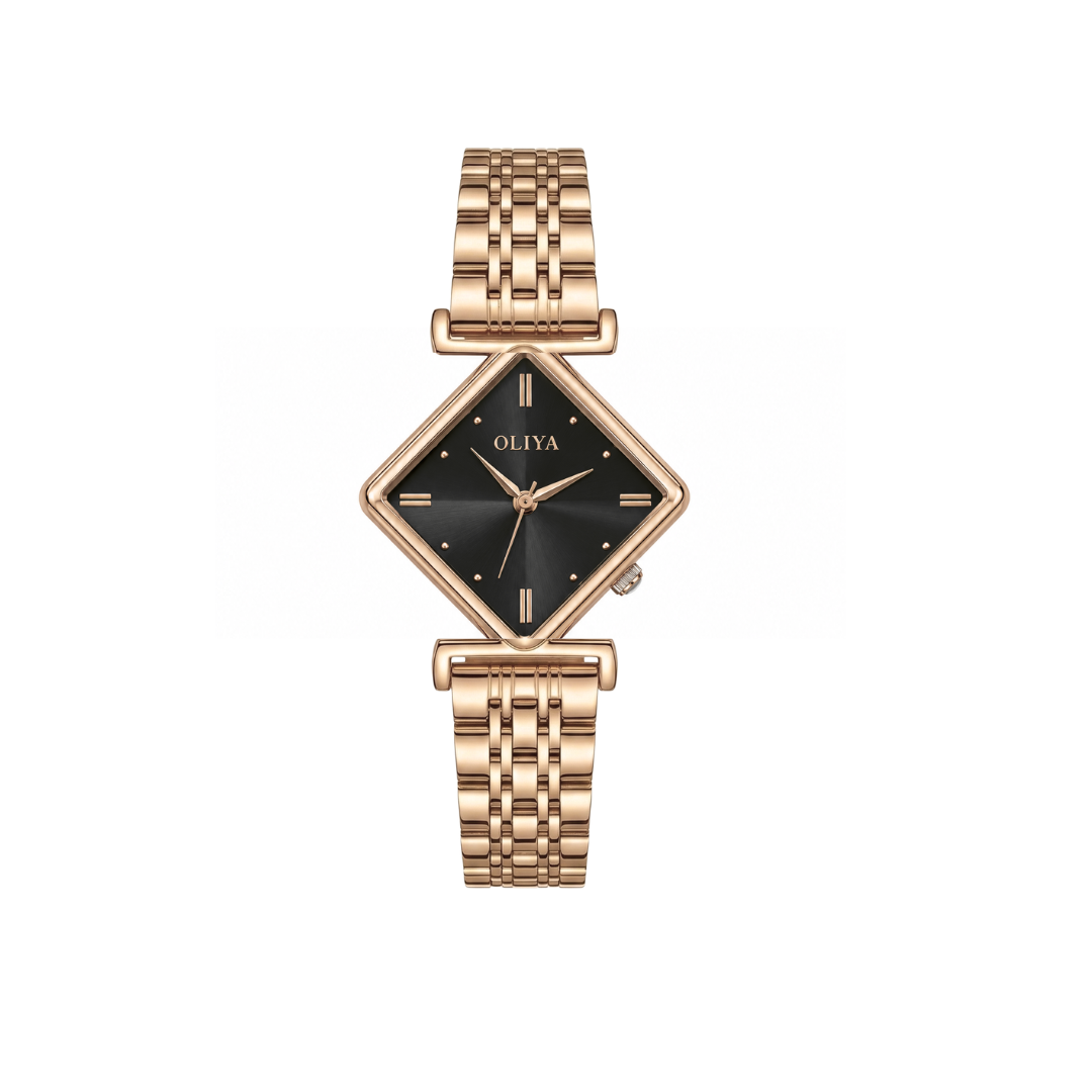 Oliya 6819 Women’s Gold Watch – Black Dial